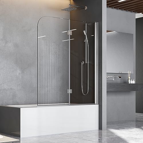 BD-Baode Faltwand für Badewanne, 110 x 140cm Badewannenaufsatz 2 teilig Duschwand Duschabtrennung mit Nano Versiegelung Badewannentür