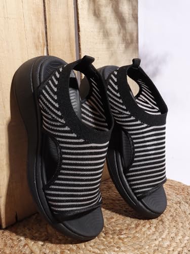 Image of Carlton London Women's Knitted Slip-On Wedge Sandals
