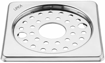LIPKA Eon Square with Plain Jali Floor Drain |Premium Stainless Steel |5 x 5 Inches| with Lock & Hole|