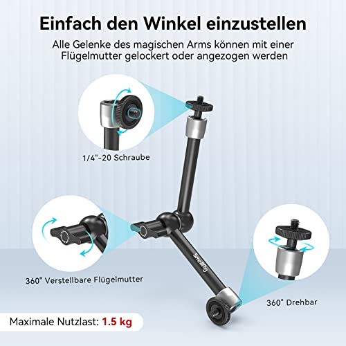 SMALLRIG 10 Zoll Magic Arm mit Super Clamp Large Crab Zangenclip – Ansicht 3