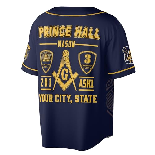 Custom Name Freemason Prince Hall PHA 2B1 ASK1 Freemason 3D Baseball Jersey S-5XL miniatura 3