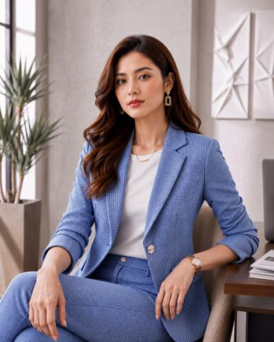 Image of Women's Suit Blazer 3 Piece Office Business Casual Single Breasted Blazer Jacket Pant and Canny Set