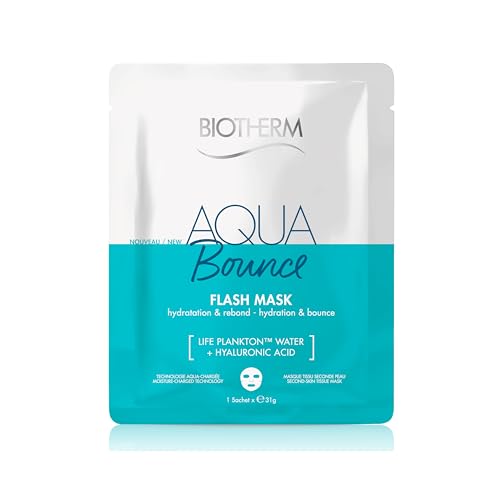 Biotherm, Aqua Bounce Flash Mask, Mascarilla Facial Hidratante Efecto Rellenador Instantáneo, Rellena e Hidrata la Piel en Profundidad, Con Ácido Hialurónico y Life Plankton, Para Todo Tipo de Piel