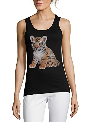 Débardeur en coton noir femme tigre solution contre la chaleur avec style