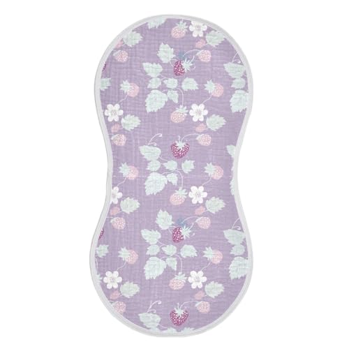Slow Style Strawberry Lavender Cotton burping Cloths for Babies Soft Touch Feed Cloth for Set of 2, 22x11in2