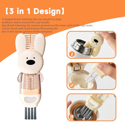 Image of Creative 3 in 1 Multifunctional Cleaning Brush, Multipurpose Bottle Gap Corner Cleaner Brush Magic Water Bottle Cup Lid Detail Cleaner Tools for Travel Water Bottle,Cups Crevice