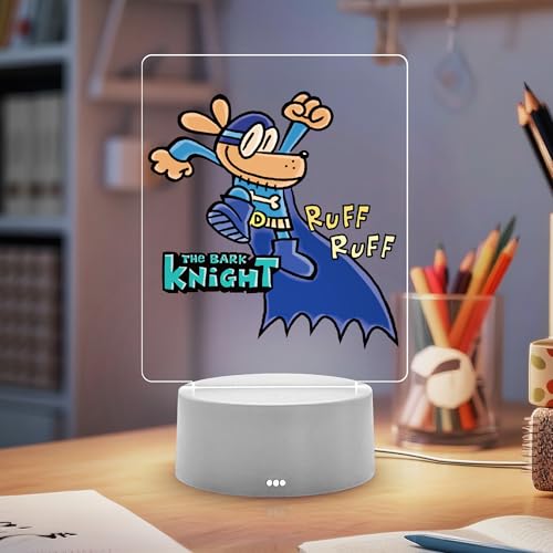 Image of Officially Licensed Dog Man Night Light - The Bark Knight LED Glow Light with Removable 7 Colors Base, Kids Bedroom Decor Bedside Lamp, Night Light for Kids, Christmas Birthday Gifts for Boys & Girls