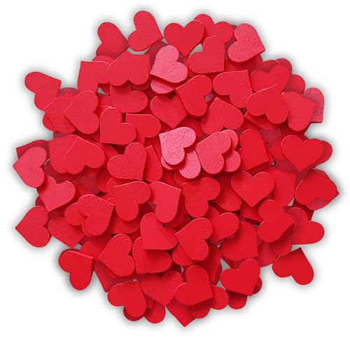 edelkern Holz Streuteile - 200 x rote Herzen (200 x kleine Herz Teile) - Schöne Dekoration (Deko) zum Basteln (DIY)