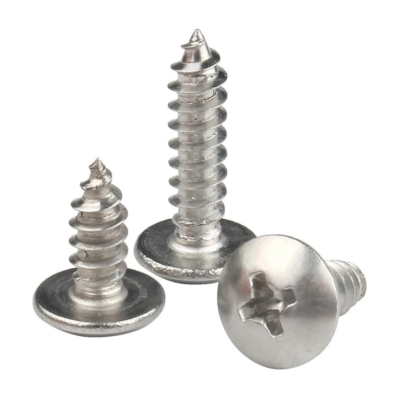 10-50 viti autofilettanti a croce M3 M4 M5 M6 in acciaio inox 304 Phillips a testa di ombrello a fungo per legno (45 mm, M6 x 10 pezzi)