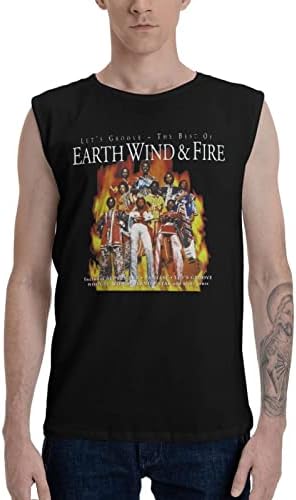 Men's Black Bodybuilding Quick Dry American Music Band Earth Wind and Fire Muscle Tank Top Sleeveless Undershirt T Shirts Vest Tank Tops for Men Summer Beach Sports Workout Running Gym XX-Large