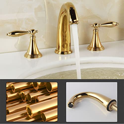 Mélangeur de lavabo laiton doré avec commande eau chaude et froide précise - 4