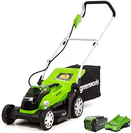 Greenworks 40V 14 Inch Cordless Lawn Mower, 4Ah Battery and Charger Included MO40B410