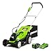 Greenworks 14-Inch 40V Cordless Lawn Mower, 4.0 AH Battery Included MO40B410