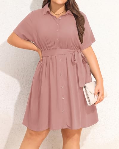Image of Talisea Plus Size Summer Shirt Dress with Pockets for Women