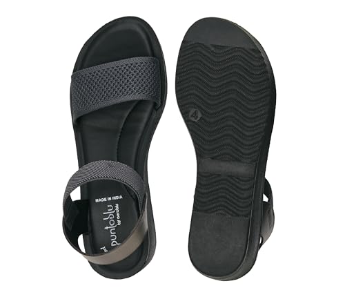 Image of puntoblu Cushion Comfort Platform Heel Sandals for Women | Comfortable Padded Footbed | Breathable Mesh | Slingback Closure | Anti-Skid & Durable Mid Heel Sandal for Girls
