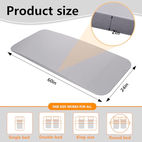 40D 60\'\' High Density Sagging Mattress Support Under Mattress Support Pad to Fix Sinking Beds Foam Insert Pad for Sagging Bed Repair and Boards Hardener Foam Cushion for Firming Pad 60\"x24\"x2\" (Grey)