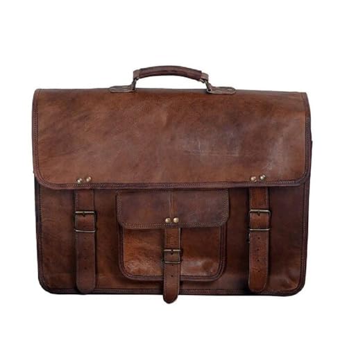 IZAC & DAUD Leather Exotic Attorney 18-inch Briefcase For Men Vintage Looking, semi-glossy surface of the messenger Bag