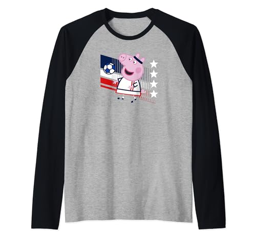T-shirt Peppa Pig France football style baseball raglan pour enfant en coton