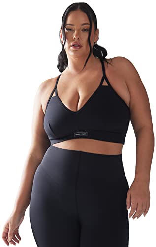 Savage X, Womens, Spotlight Low-Impact Sports Bra, Black Caviar, 1X
