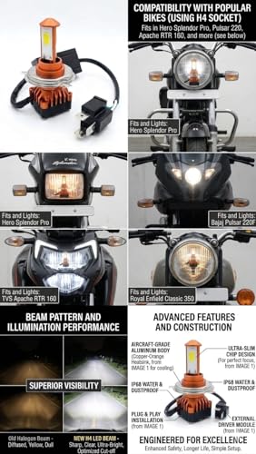 Generic CYT H4 LED Motorcycle Headlight Bulb 40W Orange - Image 5