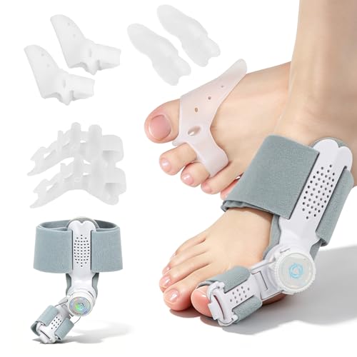 SYACHI Orthese Hallux Valgus, 3 Paires Séparateurs d'Orteils Silicone, Avec Bouton Réglable, Pour le Soulagement du Gros Orteil Questions, Pour Pied Gauche...