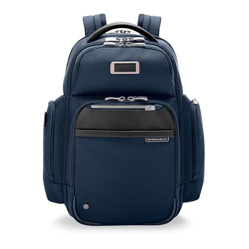 Briggs & Riley Medium Cargo Backpack for Women & Men - Laptop Backpack For Work & Travel Lightweight & Durable Padded Straps Fits up to 15 Laptop - @work Collection Navy