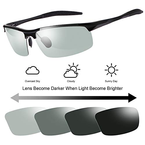 Spring Hinge Photochromic Polarized Sunglasses for Men and Women Al-Mg Metal Frame Sports Driving Glasses UV400 Protection Eyeglasses Anti Glare Eye Fatigue Golf Fishing Cycling Ultra-light Eyewear - Image 3