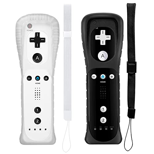 Wii Controller 2 Pack, Wii Remote Controller Compatible With Nintendo Wii And Wii U, Wii Controller With Silicone Case And Wrist Strap(No Motion Plus) #TOP1