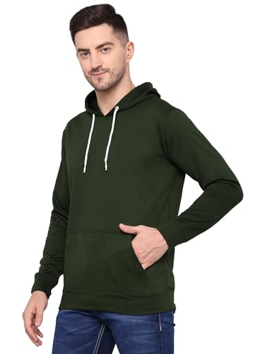Image of TQH Men's Cotton Blend Fleece Solid Hooded Neck Sweatshirt