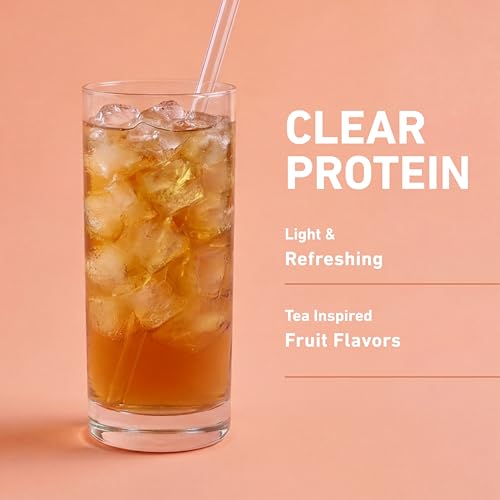 Image of Isopure Clear Whey Isolate Protein Powder, Lactose Free, Gluten Free, Naturally Flavored, Strawberry Peach Tea, 20g Protein Per Serving, 14.1 Oz, 16 Servings