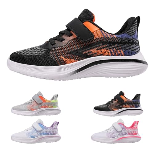 Sneakers for Boys Girls Non-Slip Lace Up Lightweight Breathable Running Shoes Adjustable Strappy Outdoor Tennis Shoes