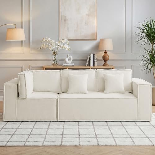 108" Chenille Modular Sectional Sofa with Chaise, Beige