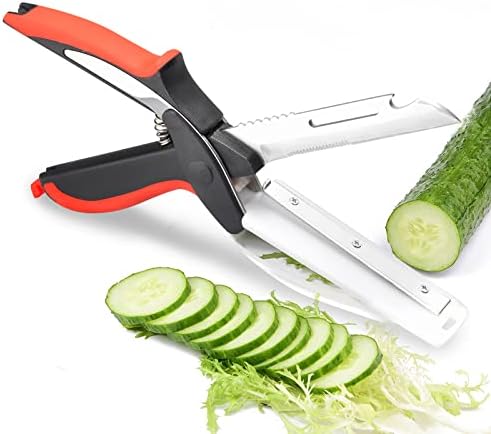 Vegetable Scissors,Food Cutter Choppers Meat Scissors Kitchen Shears,Quick Vegetable Slicer with Cutting Board Knife Kitchen Must Haves Chopping Scissors for Kitchen