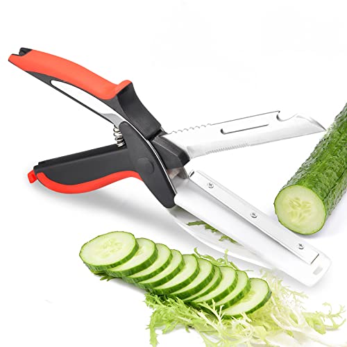Vegetable Scissors and Food Cutter – Kitchen Shears With Cutting Board, Quick Slicer, Chopper for Meat and Vegetables