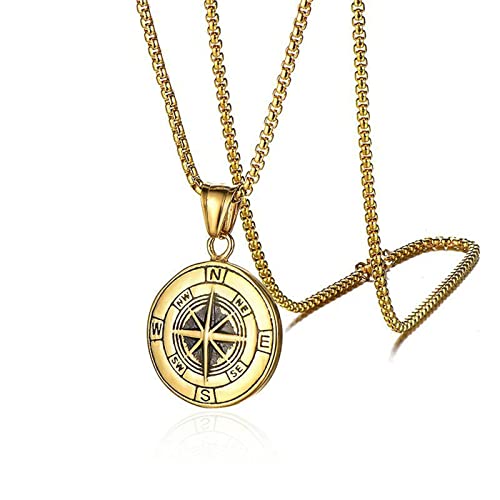 Collier pour homme boussole en acier inoxydable durable par TQHGM
