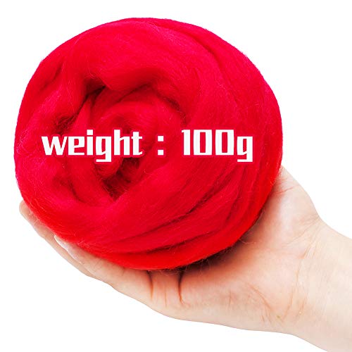 Jupean 3.53Oz Wool Roving Yarn, Fiber Roving Wool Top, Wool Felting Supplies, Pure Wool, Chunky Yarn, Spinning Wool Roving For Needle Felting Wet Felting Diy Hand Spinning #TOP1