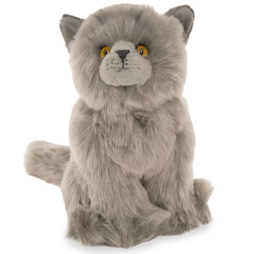Image of Bearington Collection Gordie The Grey Cat Plush, 10.5 Inch Grey Cat Stuffed Animal - Plushies for Boys and Girls