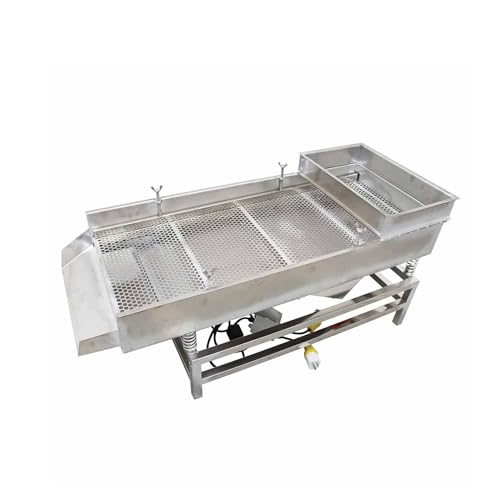 LGXEnzhuo JG40-95 Linear Vibrating Screen Screening Automatic Sifter with 2mm Mesh Screen Dual Motor 80W*2 Stainless Steel
