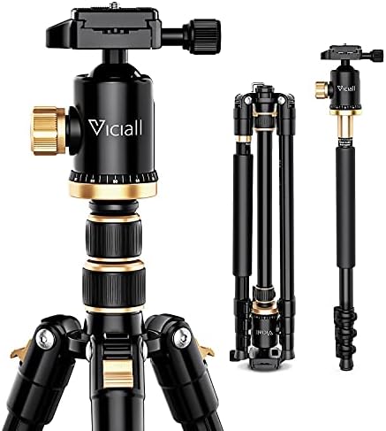 VICIALL 80'' Tripod, Camera Tripod for DSLR, Compact Aluminum Tripod with 360 Degree Ball Head and 8kgs Load for Phone, Camera, Travel and Work