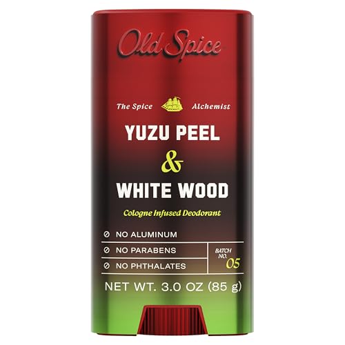 Image of Old Spice Aluminum Free Deodorant for Men, The Spice Alchemist Collection, 24 /7 Cologne Infused Scent, No Trade Off Formula, Free of Parabens & Phthalates, Yuzu Peel + White Wood Scent, 3.0 oz