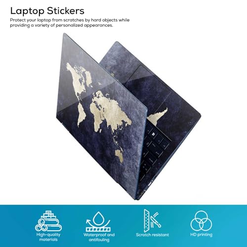 Image of Galaxsia World Map D4 Full Body Vinyl Laptop Skin /Sticker /Cover Upto 15.6 Inches Laptops Laminated-Removable-HD Quality Compatible for Hp-Dell-Sony-Lenovo-Asus etc.(15x10 Inches)