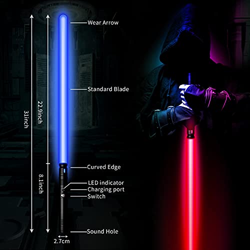 Lukidy 2Pack Lightsaber Metal Hilt 12 Colors,Toys For Boys Girls Age 3 4 5 6 7 8 9 10 Year Old,Battery Rechargable 2-In-1 Double-Bladed Fx Dueling Light Saber,Gifts For Boyfriend Girlfriend(Black) #TOP2