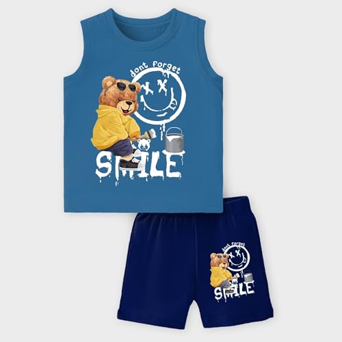 Image of TS LAVI TAVI Baby Cotton Clothing Set | Sleeveless T-Shirt & Shorts Combo | Summer Wear for Boys & Girls | Soft Breathable Fabric | Multicolor Pack of 3