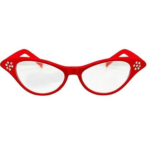 1950's Rock 'n' Roll Grease Style Fancy Dress Party Glasses - Red (12)