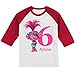 Personalized Troll Birthday Shirt for Girls | Handmade Decorated Shirt | Personalized with Name and Age | Unisex 3/4 Sleeve Raglan T-Shirt | #1148