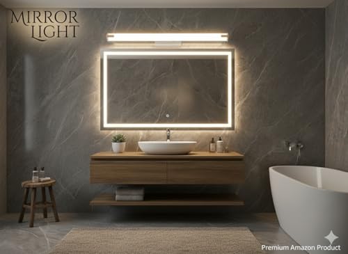 Image of Rosegold | White PVC Body | Dressing Table |Rose Chrome Finish | Bathroom Mirror | Vanity | Picture | Cabinet | Adjustable | Wall Mounted Light. 2 Year Warranty. (White Rosegold, 18w)
