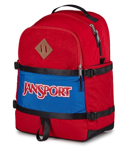 JanSport Small Seattle Pack – Compact Backpack with Main Compartment, Dual Water Bottle Pockets, and Padded Sleeve for 15-Inch Laptop, Red Tape2