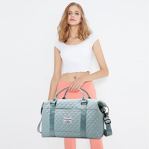 Large Travel Duffel Bag, Sports Tote Gym Bag, Shoulder Weekender Overnight Bag for Women with Wet Pocke(Blue)2