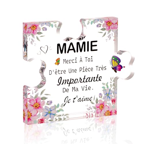 Cadeau Mamie,Cadeaux Noël pour Mamie,Cadeau Fete des Grands Meres,Puzzle Plaque Acrylique,Cadeau Anniversaire Mamie,Cadeau Grand Mere (MAMIE)