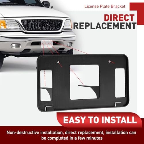 JMTAAT Front License Plate Bracket Holder Compatible with 1999-2004 Ford F150 Light Duty,Heritage,Expedition,1999 F250, Replacement for XL3Z17A385AA FO1068120 Bumper License Plate Tag Mounting Frames - Thumbnail 5